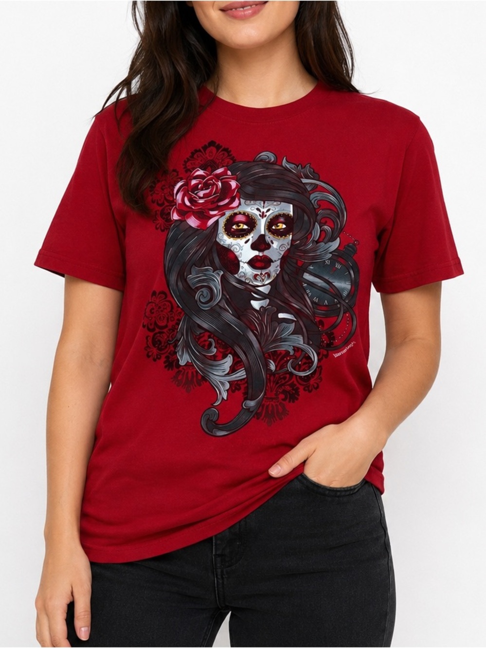 Karani Art Dia De Los Muertos Womens T-Shirt Skull Size Large Made In Mexico